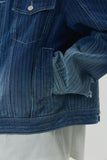 23SS NON COLLAR STRIPE DENIM JACKET
