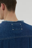 23SS NON COLLAR STRIPE DENIM JACKET