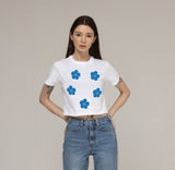 5 Flower Drawing Smile Crop T-shirt