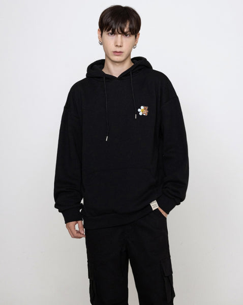 GRAVER(グレーバー) - Flower Bear Embroidery Smile Hoodie