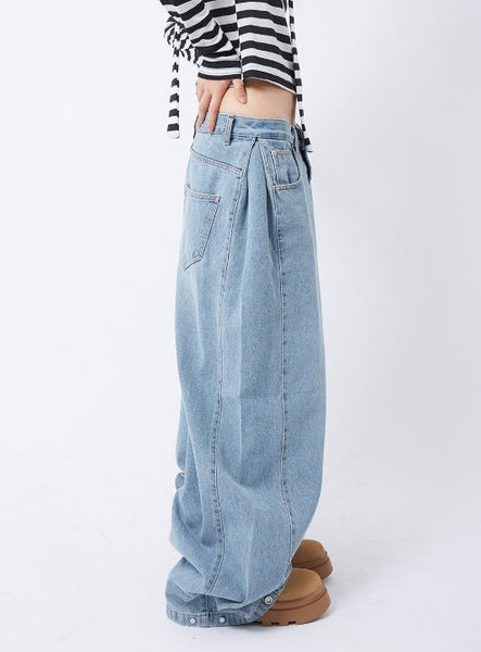 【Raucohouse】Hem snap maxi wide denim pants Raucohouse(ラウコハウス) - Hem snap maxi wide denim pants