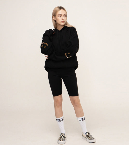 【GRAVER】Elbow Leopard Drawing Smile White Clip Hoodie GRAVER(グレーバー) - Elbow Leopard Drawing Smile White Clip