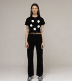 5 Flower Drawing Smile Crop T-shirt