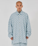 23SS Checkerboard Oversized Denim Shirt