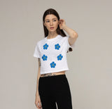 5 Flower Drawing Smile Crop T-shirt