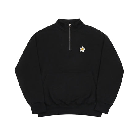 【GRAVER】22FW★ Flower dot embroidered half zip-up sweat GRAVER(グレーバー) - Flower dot embroidered half zip-up