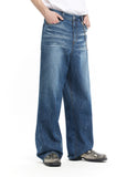 CRACK BRUSH WIDE DENIM PANTS