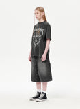 STUD DOUBLE KNEE DENIM SHORT