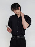 Matte Black Linen Short Sleeve Shirt