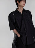 Matte Black Linen Short Sleeve Shirt