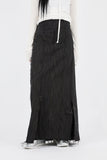 Slit fringe maxi skirt