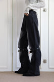 Black wide strap denim