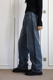 Black line wide denim