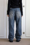 Black line wide denim