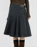Belt pleated skirt