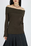 Way ribbed off-shoulder tee