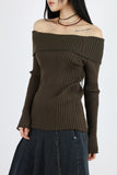 Way ribbed off-shoulder tee