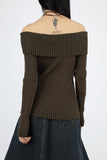 Way ribbed off-shoulder tee