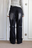 Black wide strap denim
