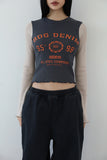 Ribbed color matching crop tee