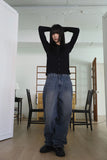 Black line wide denim