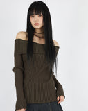 Way ribbed off-shoulder tee