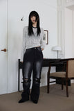 Black wide strap denim