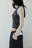 Ribbed color matching crop tee