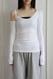 One shoulder open shirring tee