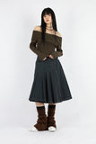 Belt pleated skirt
