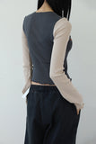Ribbed color matching crop tee