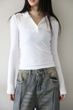 Collar neck button T-shirt