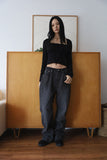Stripe washed denim