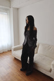 Straight button off shoulder