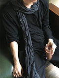 Niel Slub Roll-up Henley Neck Long Sleeve
