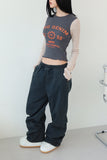 Ribbed color matching crop tee