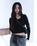 Round simple ribbed cardigan