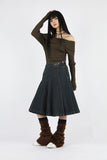 Belt pleated skirt