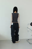 Ribbed color matching crop tee