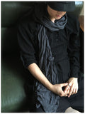Niel Slub Roll-up Henley Neck Long Sleeve