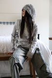 Wave hood wrap knit