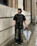 Dirty Washing Damage Balloon Denim