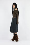 Belt pleated skirt