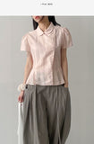 Harbor Unbalanced Short Sleeve Blouse