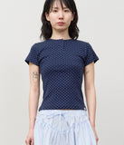 (W) Cherry Dot Button Top