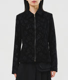 (W) Flower Jacquard Soft Jacket