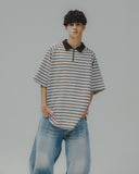Striped Raglan Half-Zip Polo