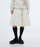 PRTN) Pintuck Flare Mid Length Skirt