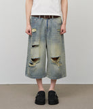 Kof Destroyed Bermuda Denim