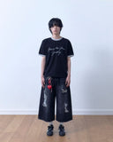 Damage Crop Bermuda Denim